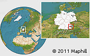Satellite Location Map of Dingolfing-Landau, highlighted country, highlighted parent region, within the entire country