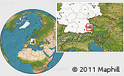 Satellite Location Map of Dingolfing-Landau, highlighted country, highlighted parent region