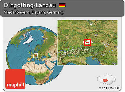 Satellite Location Map of Dingolfing-Landau, highlighted parent region