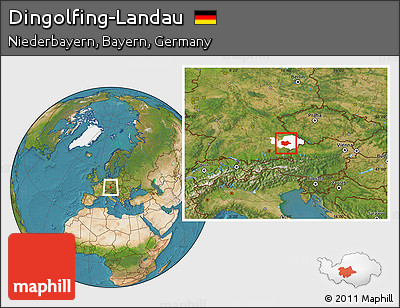 Satellite Location Map of Dingolfing-Landau, highlighted parent region