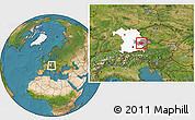 Satellite Location Map of Dingolfing-Landau, highlighted parent region, highlighted grandparent region