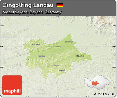 Physical Map of Dingolfing-Landau, lighten