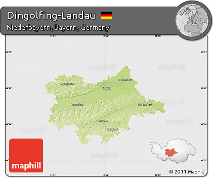 Physical Map of Dingolfing-Landau, single color outside