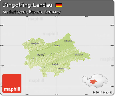 Physical Map of Dingolfing-Landau, single color outside