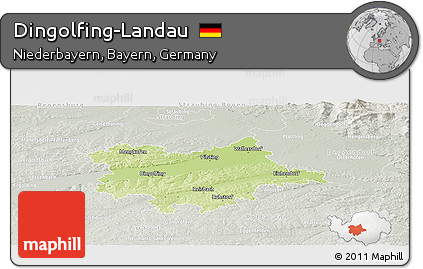 Physical Panoramic Map of Dingolfing-Landau, lighten, semi-desaturated
