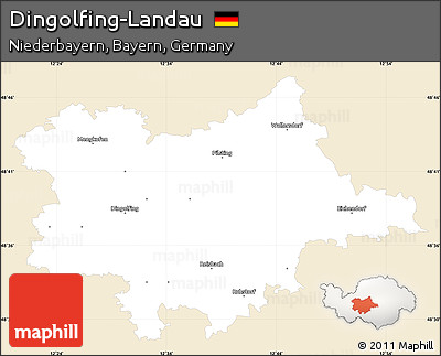 Classic Style Simple Map of Dingolfing-Landau, single color outside
