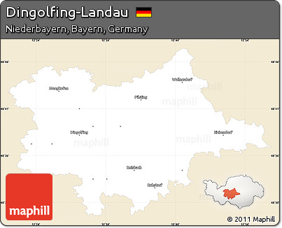 Classic Style Simple Map of Dingolfing-Landau, single color outside