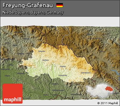 Physical 3D Map of Freyung-Grafenau, darken