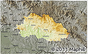 Physical 3D Map of Freyung-Grafenau, darken, semi-desaturated
