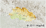 Physical 3D Map of Freyung-Grafenau, lighten, semi-desaturated