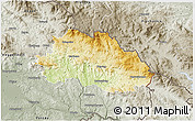 Physical 3D Map of Freyung-Grafenau, semi-desaturated