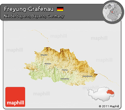 Physical 3D Map of Freyung-Grafenau, single color outside