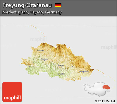 Physical 3D Map of Freyung-Grafenau, single color outside