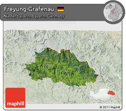 Satellite 3D Map of Freyung-Grafenau, lighten