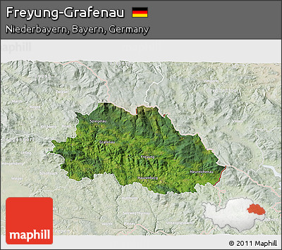 Satellite 3D Map of Freyung-Grafenau, lighten