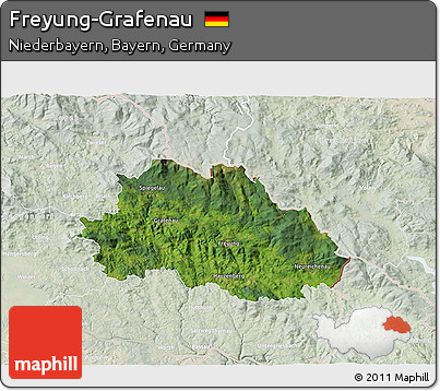 Satellite 3D Map of Freyung-Grafenau, lighten