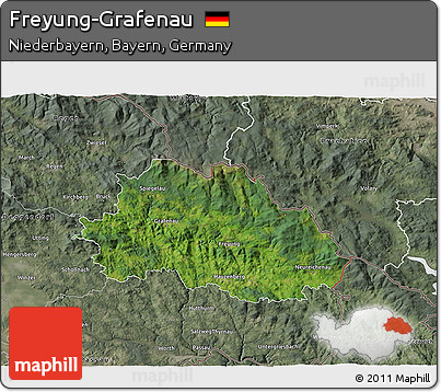 Satellite 3D Map of Freyung-Grafenau, semi-desaturated