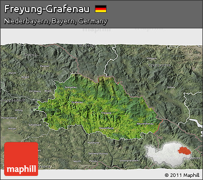 Satellite 3D Map of Freyung-Grafenau, semi-desaturated