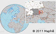 Gray Location Map of Freyung-Grafenau, highlighted country, highlighted grandparent region