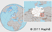 Gray Location Map of Freyung-Grafenau, highlighted country, highlighted parent region, within the entire country