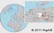 Gray Location Map of Freyung-Grafenau, highlighted parent region, highlighted grandparent region, within the entire country