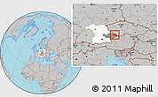 Gray Location Map of Freyung-Grafenau, highlighted parent region, highlighted grandparent region