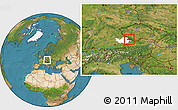 Satellite Location Map of Freyung-Grafenau, highlighted parent region