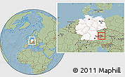 Savanna Style Location Map of Freyung-Grafenau, highlighted country, highlighted parent region, within the entire country, hill shading