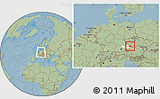 Savanna Style Location Map of Freyung-Grafenau, highlighted parent region, within the entire country, hill shading