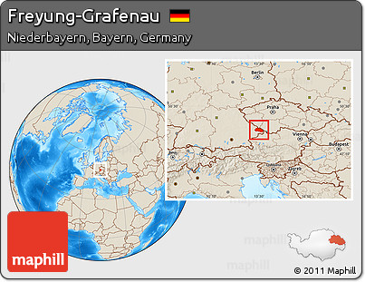 Shaded Relief Location Map of Freyung-Grafenau