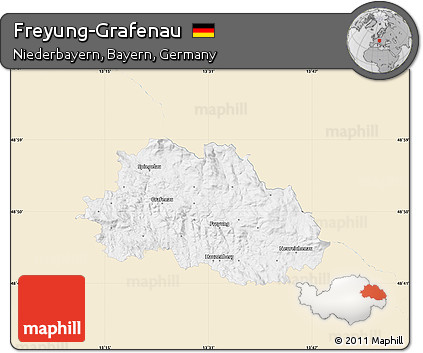 Classic Style Map of Freyung-Grafenau, single color outside