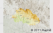 Physical Map of Freyung-Grafenau, lighten, semi-desaturated