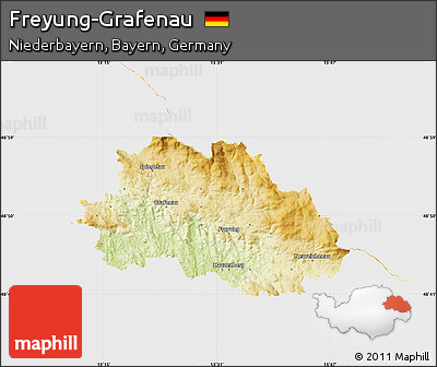 Physical Map of Freyung-Grafenau, single color outside