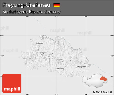 Silver Style Map of Freyung-Grafenau, single color outside
