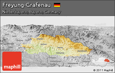 Physical Panoramic Map of Freyung-Grafenau, desaturated
