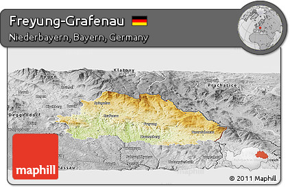 Physical Panoramic Map of Freyung-Grafenau, desaturated