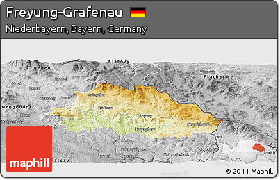 Physical Panoramic Map of Freyung-Grafenau, desaturated