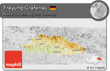 Physical Panoramic Map of Freyung-Grafenau, lighten, desaturated