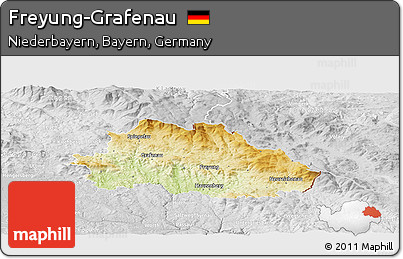 Physical Panoramic Map of Freyung-Grafenau, lighten, desaturated