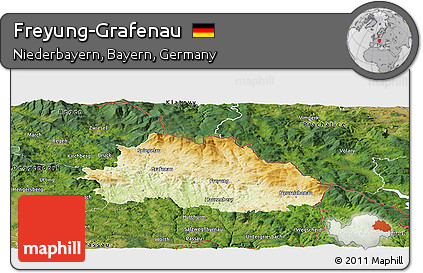 Physical Panoramic Map of Freyung-Grafenau, satellite outside