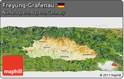 Physical Panoramic Map of Freyung-Grafenau, satellite outside