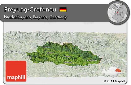 Satellite Panoramic Map of Freyung-Grafenau, lighten
