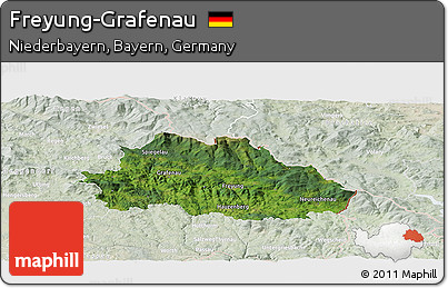 Satellite Panoramic Map of Freyung-Grafenau, lighten