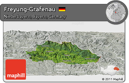 Satellite Panoramic Map of Freyung-Grafenau, lighten, semi-desaturated
