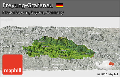 Satellite Panoramic Map of Freyung-Grafenau, lighten, semi-desaturated