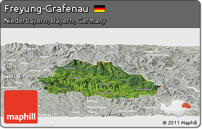 Satellite Panoramic Map of Freyung-Grafenau, lighten, semi-desaturated