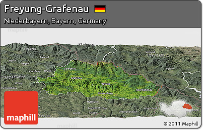 Satellite Panoramic Map of Freyung-Grafenau, semi-desaturated