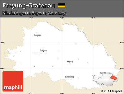 Classic Style Simple Map of Freyung-Grafenau, single color outside