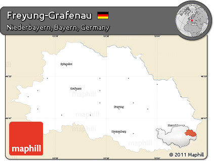 Classic Style Simple Map of Freyung-Grafenau, single color outside