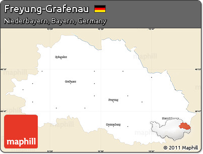 Classic Style Simple Map of Freyung-Grafenau, single color outside